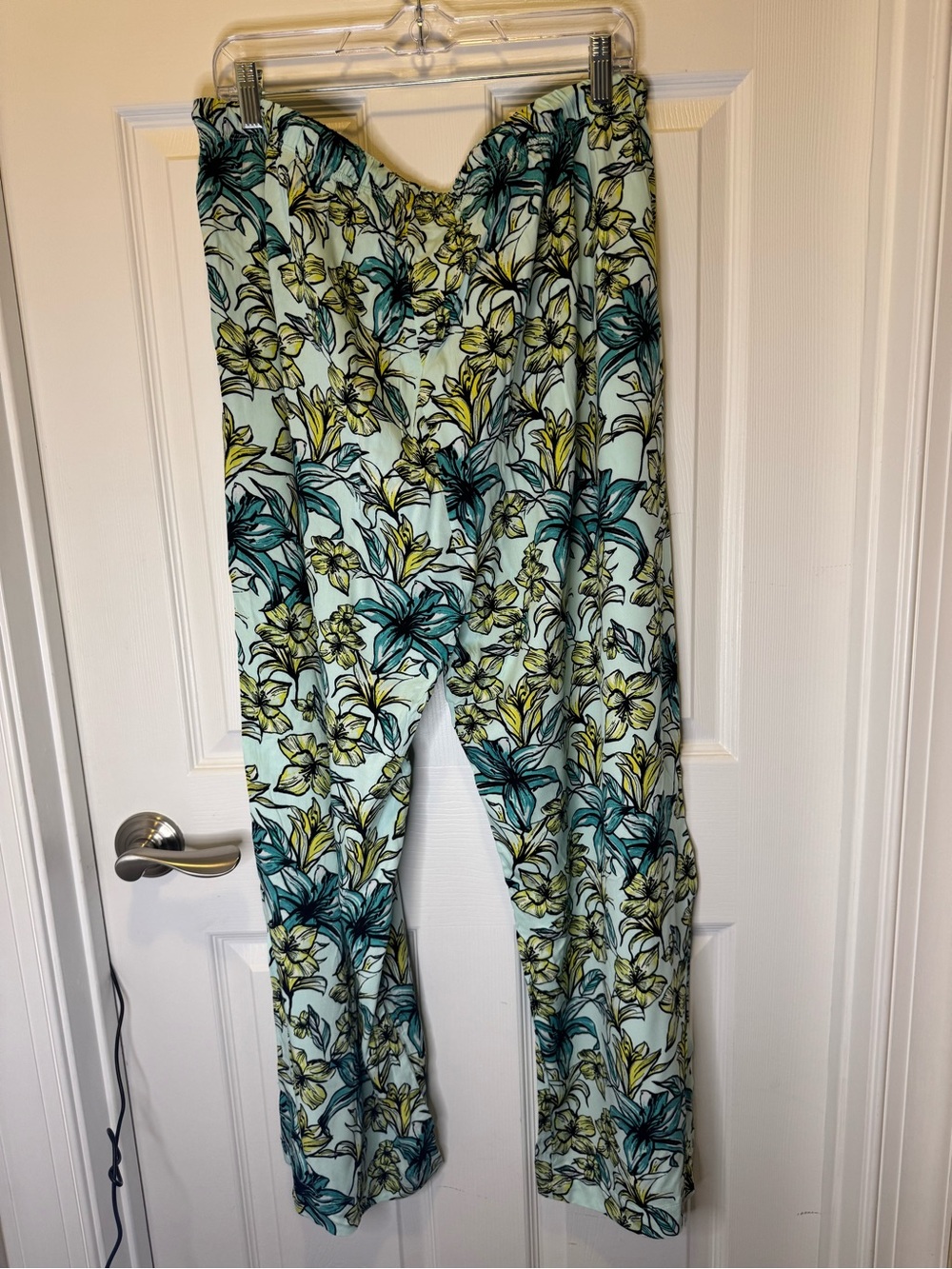 Beach Riot Tropical Floral Drawstring Lounge Beach Pants XXL Mint Green Rayon - Picture 6 of 7